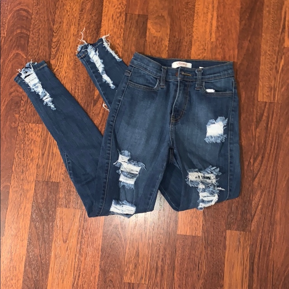 Femi Boutique | denim destroyed high rise jeans